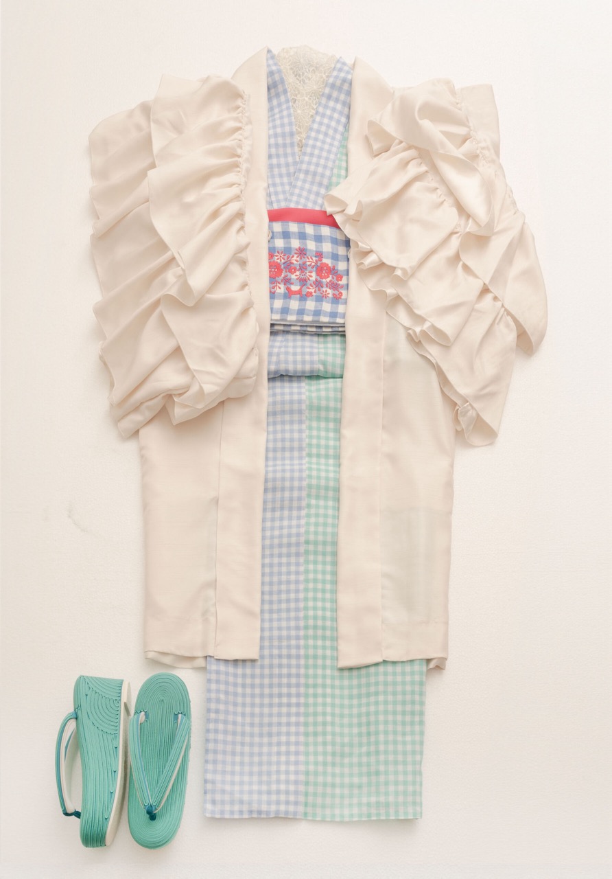 SAK-FHAH 20230828 フリル単羽織コート（シャンタン・アイボリー）