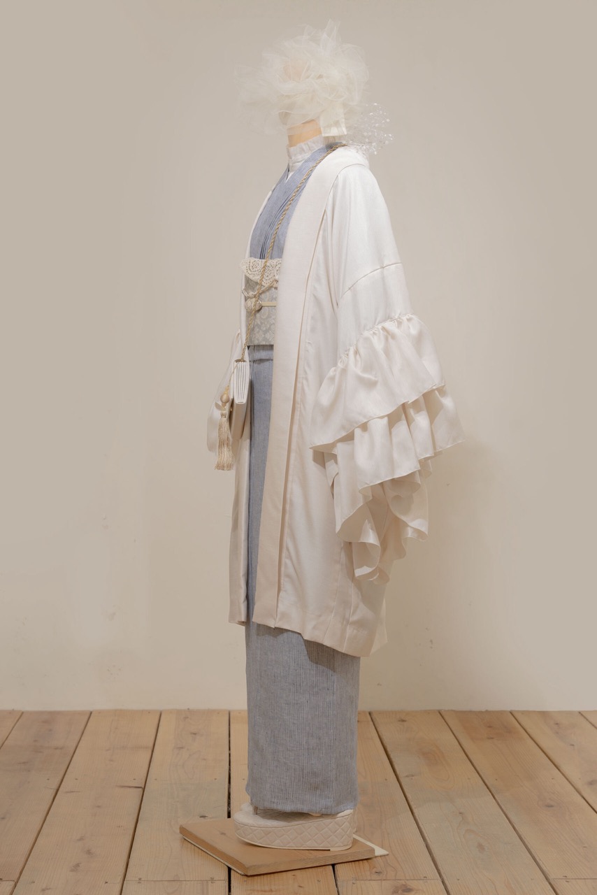 SAK-FHAH 20230828 フリル単羽織コート（シャンタン・アイボリー）
