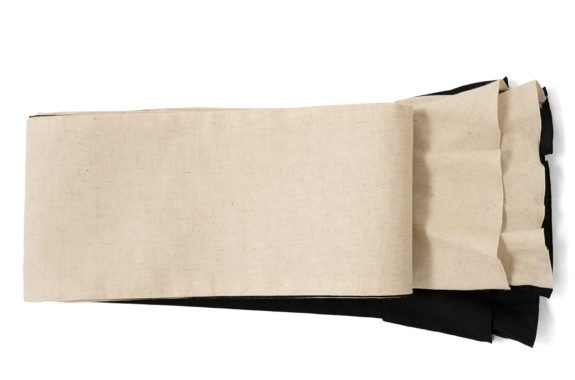 半幅帯　フリル（アイボリー×ブラック）　sSAK-HNOF200528　即納品