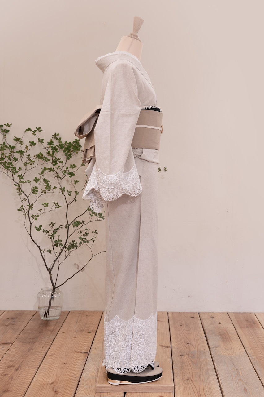フレームレース着物(アイボリー)　SAK-KMFL20200730