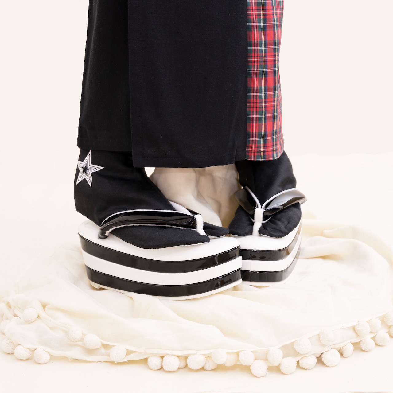 ハイカットウェッジソール草履(ホワイト) SAK-Ks05-001