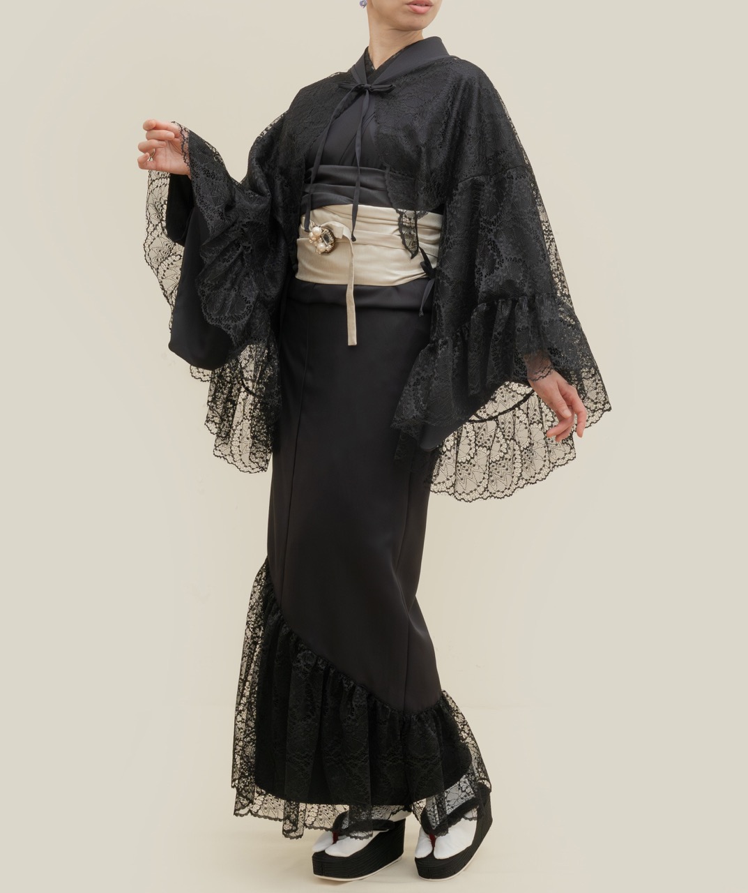 レースアクセサリー着物(ブラック)SAK-KMLA20251011
