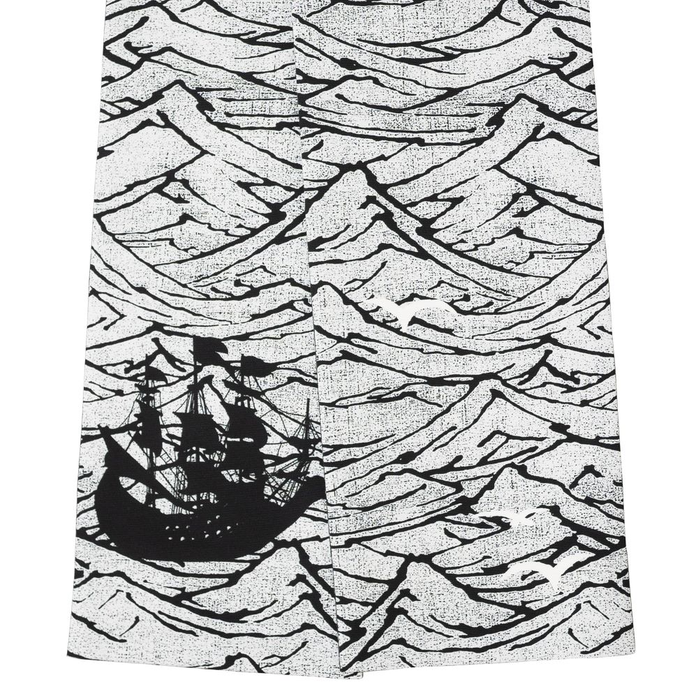 半幅帯(船とカモメ(白黒)) SAK-HNOP200406