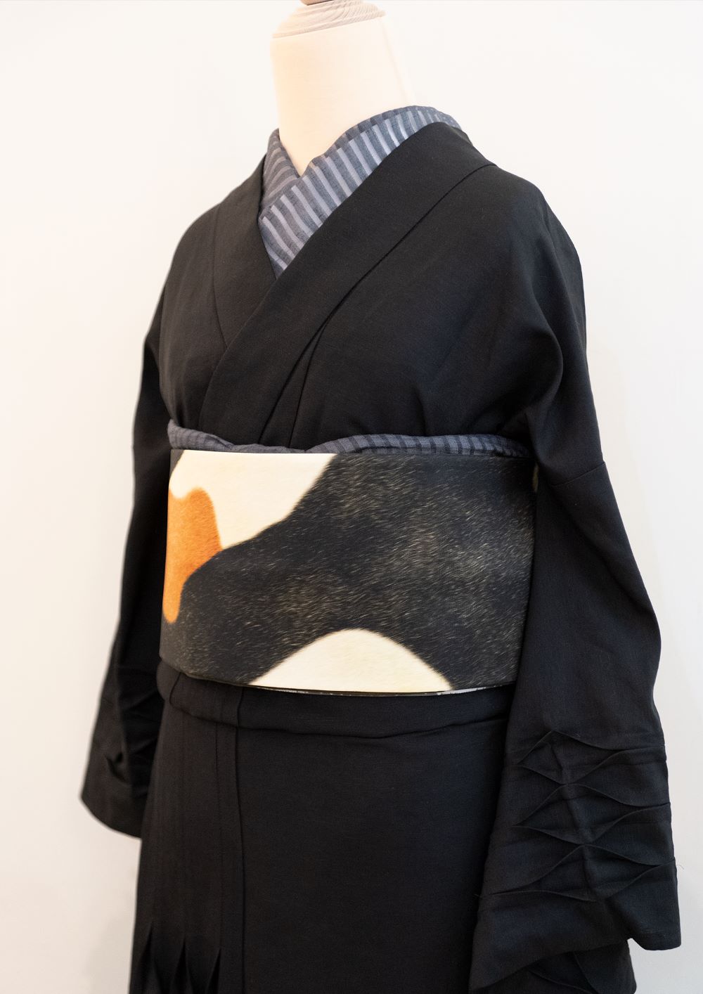 即納品　半幅帯（三毛猫）　SAK-KMHB001