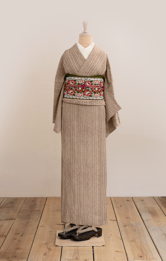 ウール(単衣)着物(ニット(ブラウン)) SAK-WKM20181114