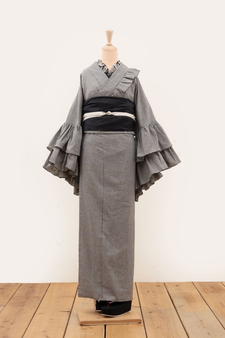 SAK-KMDF20241114  ダブルフリル着物（千鳥格子）