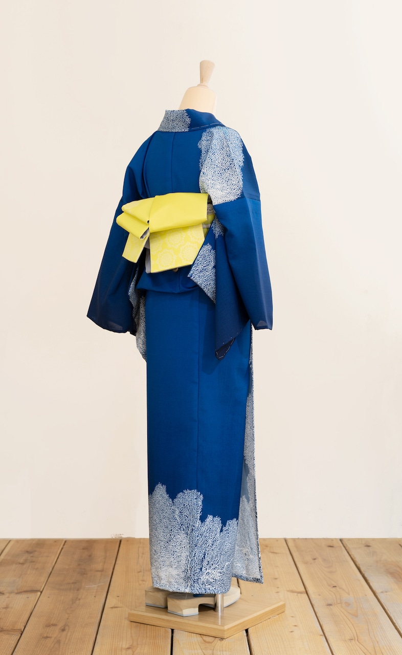 即納品 セオα夏着物・浴衣(coral/ブルー) sSAK-SK190322