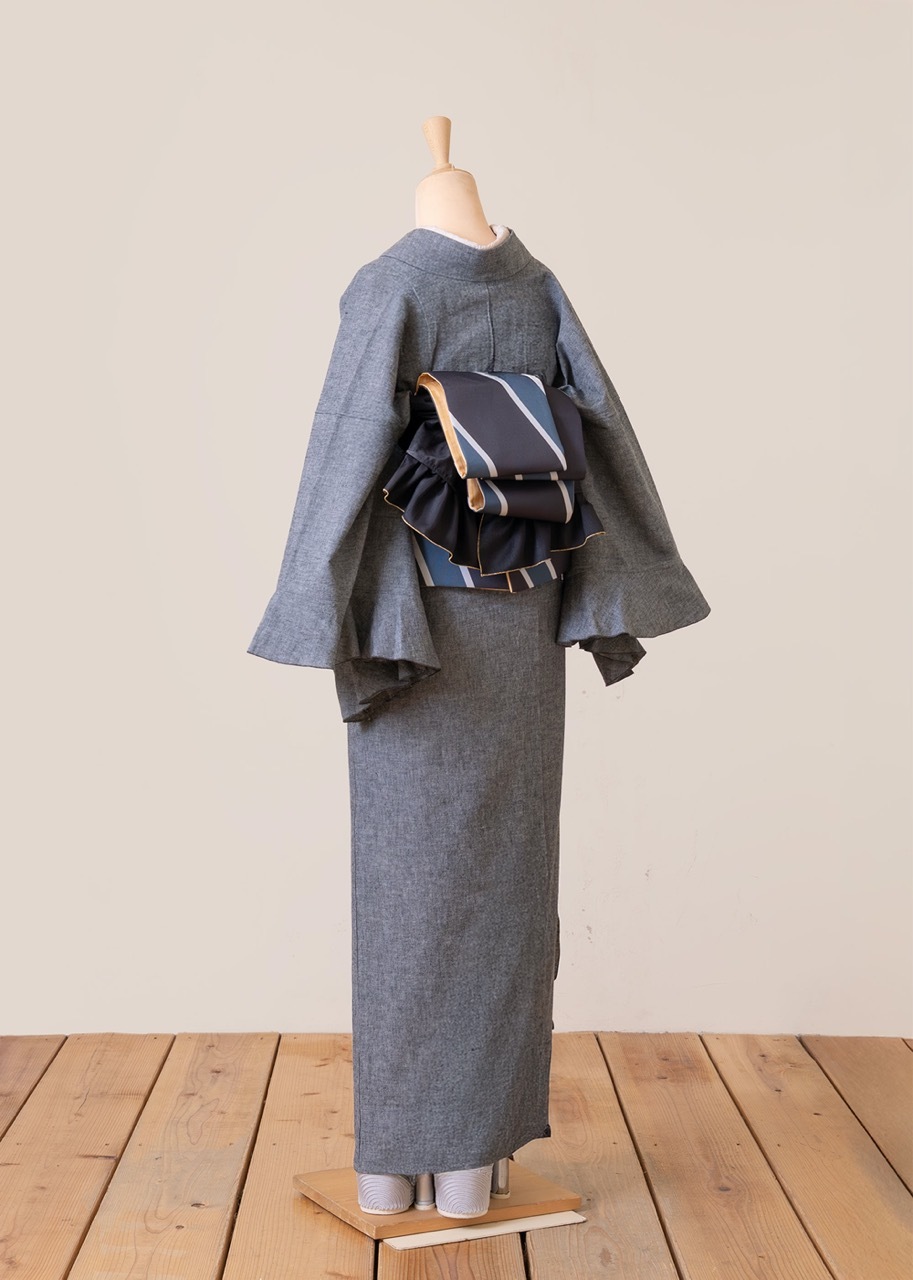 半幅帯(レジメンタルストライプ(灰紫) SAK-HNOP181126