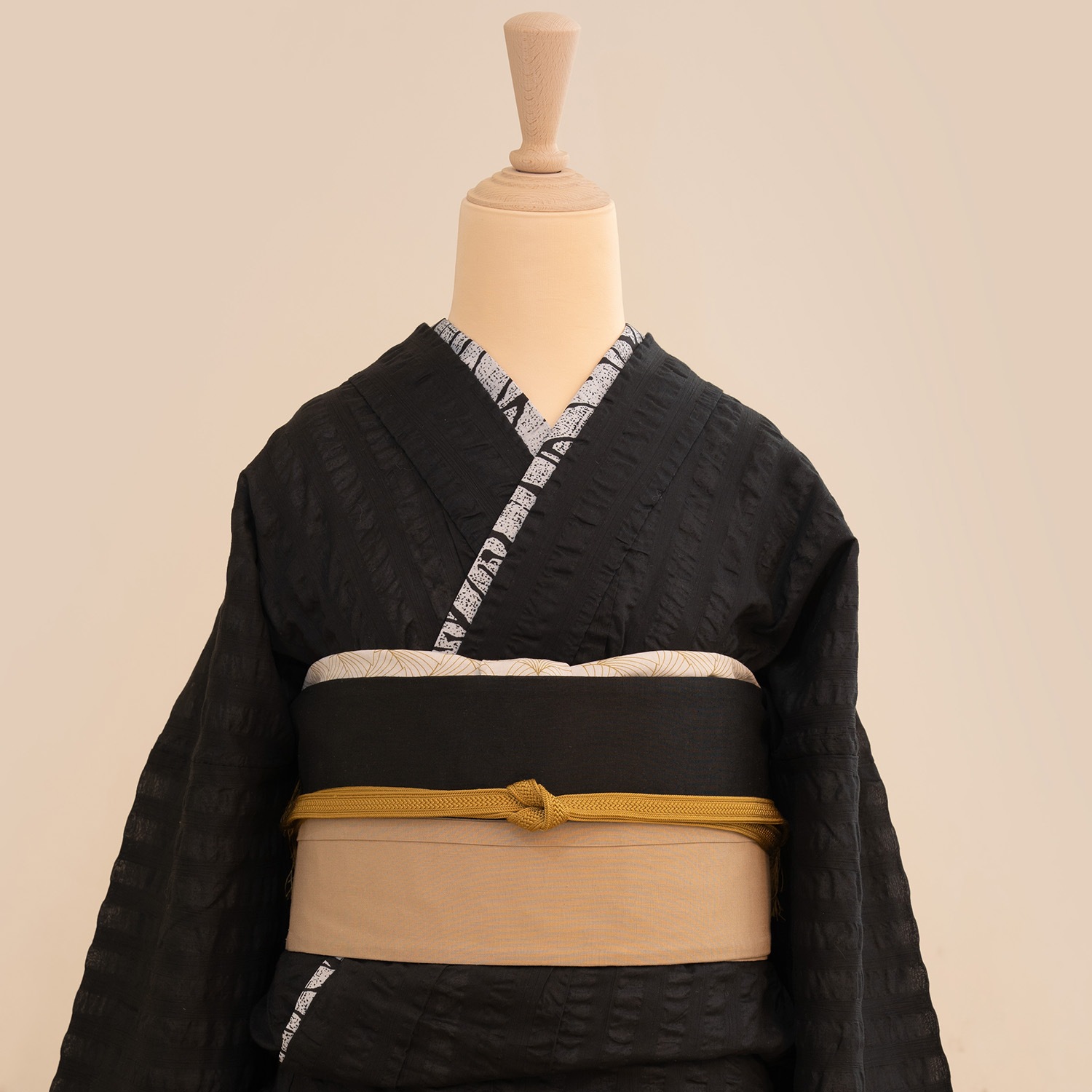半幅帯　タック（ブラウン×ブラック）　SAK-HNOT200533　即納品