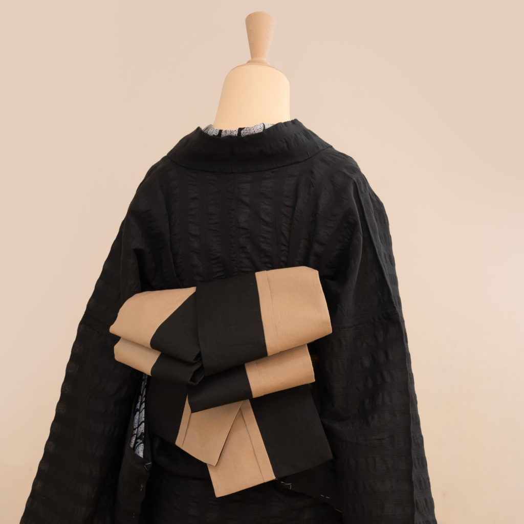 半幅帯　タック（ブラウン×ブラック）　SAK-HNOT200533　即納品