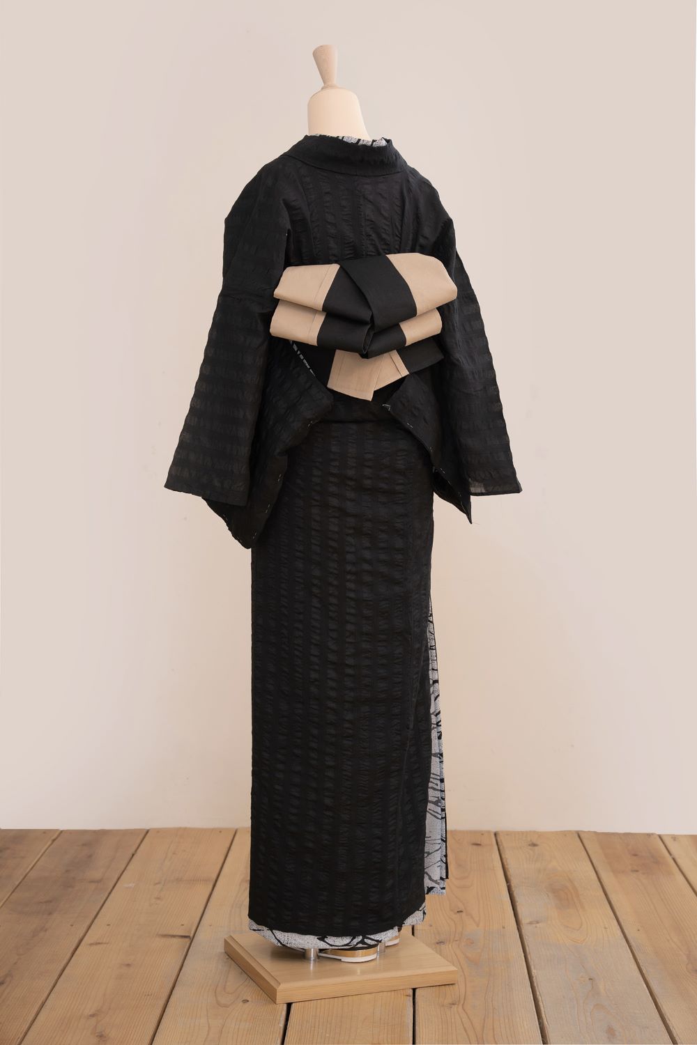 半幅帯　タック（ブラウン×ブラック）　SAK-HNOT200533　即納品