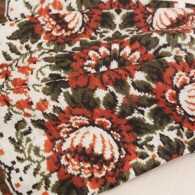 ウール(単衣)着物（フラワージャカード・オレンジ）　SAK-WKM20181111