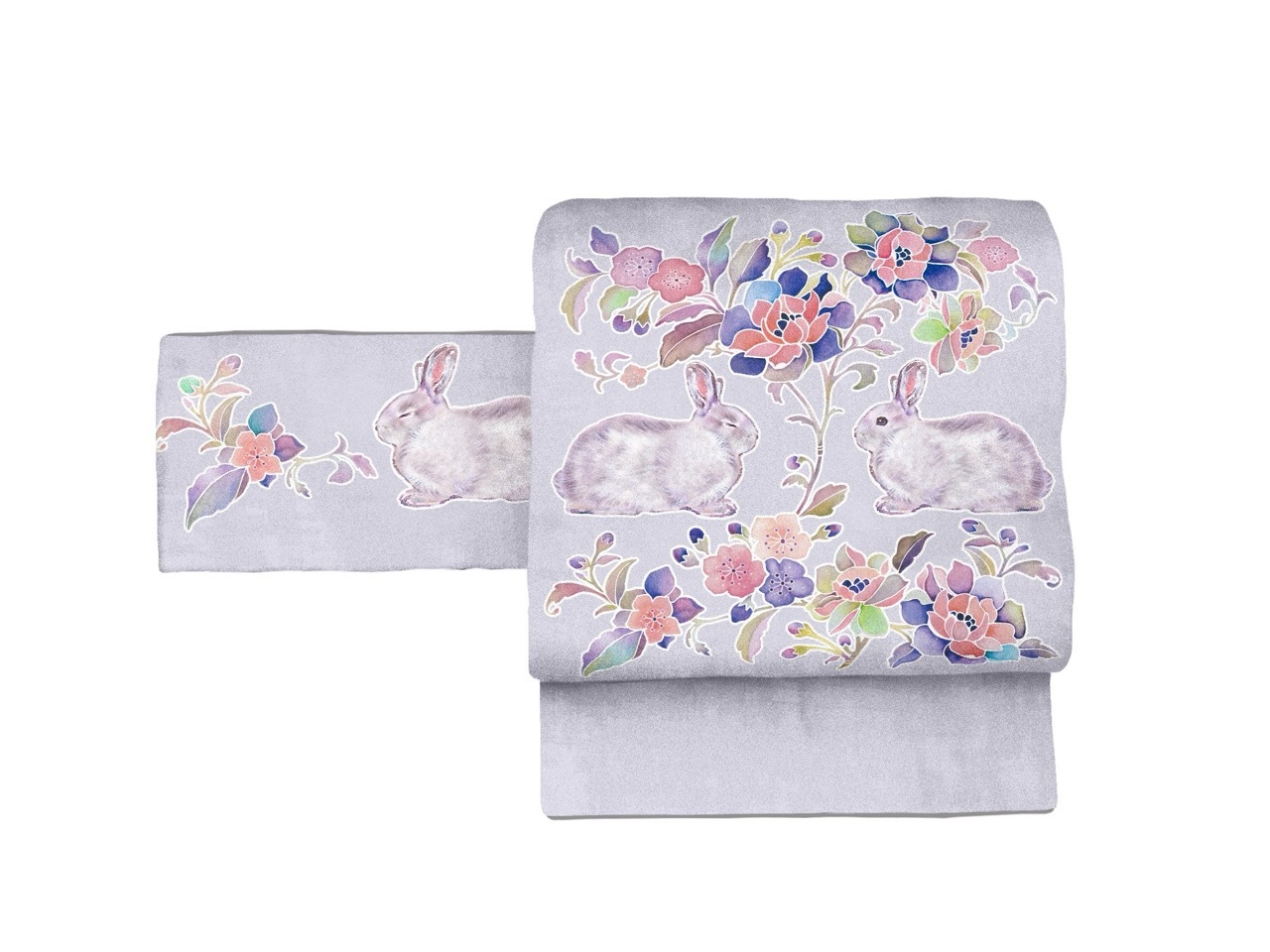 京袋帯　lapin24042101兎唐草 薄藤