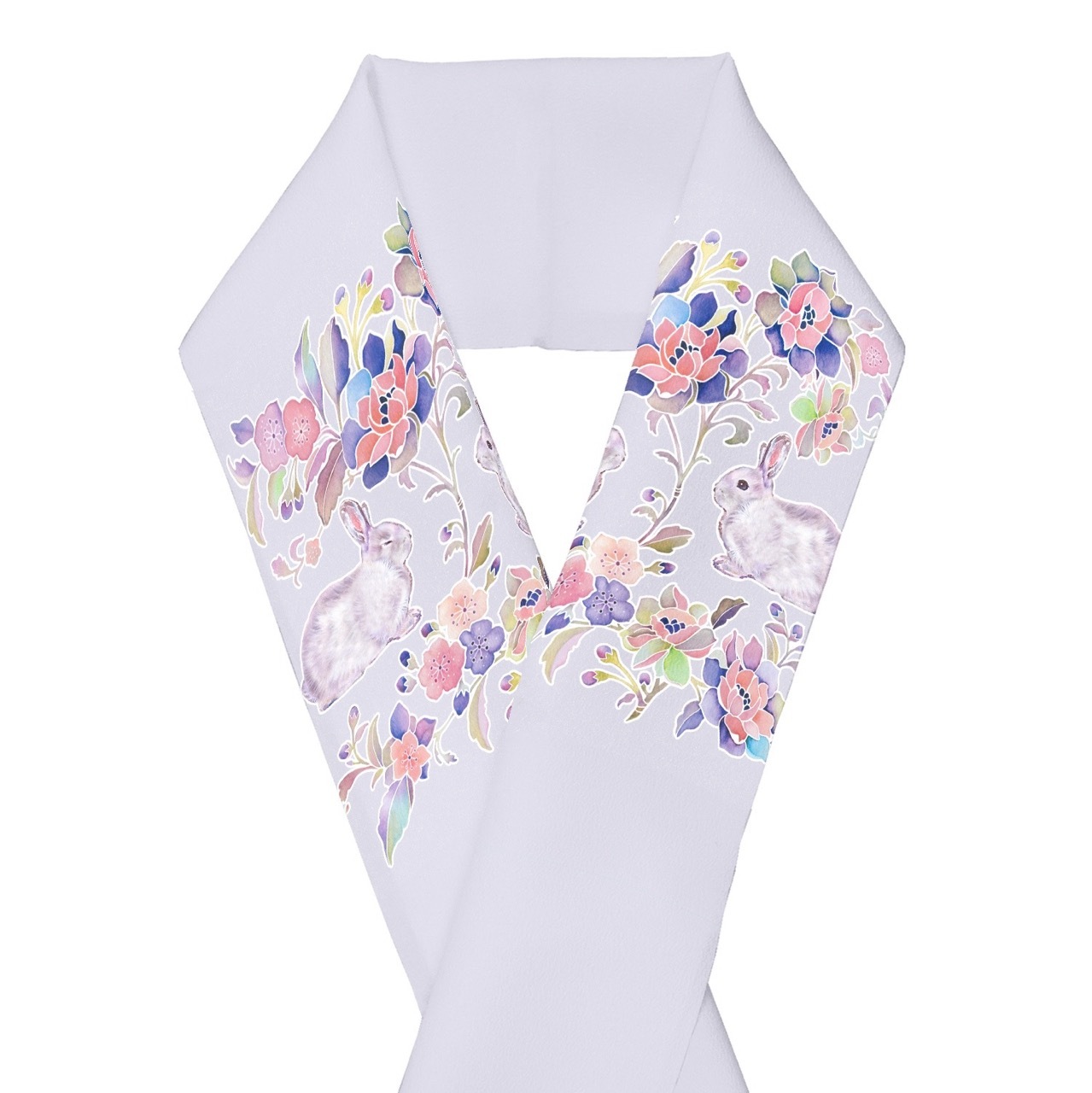 半襟　lapin24042101兎唐草  薄藤