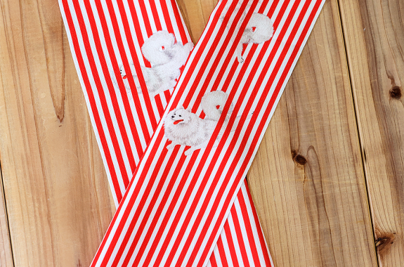 スピッツ柄半襟 レッド 　SAK-HE001b