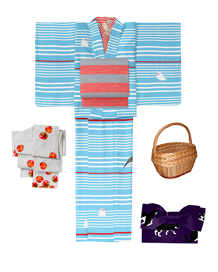 スピッツ柄半襟 レッド 　SAK-HE001b