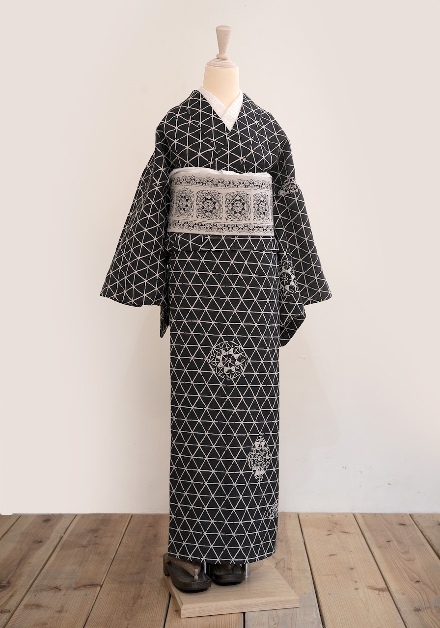 麻(単衣)着物（トライタティング・黒）　sSAK-LK190330　即納品