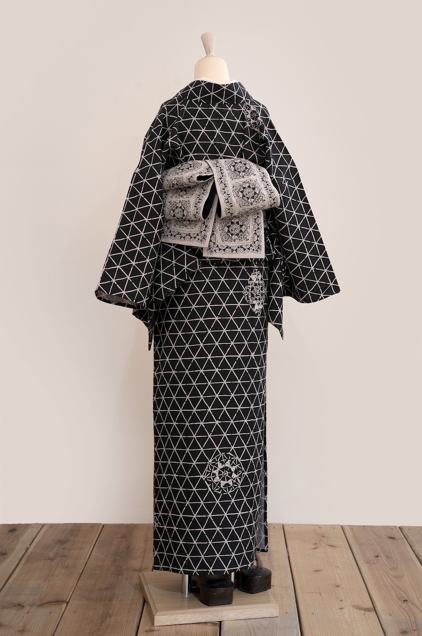 麻(単衣)着物（トライタティング・黒）　sSAK-LK190330　即納品