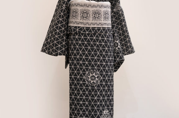麻(単衣)着物（トライタティング・黒）　sSAK-LK190330　即納品