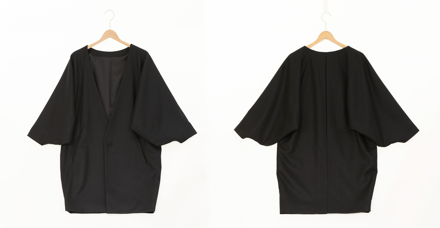 即納品　ノーカラーコート（ブラック）s-SAK-NCC181213