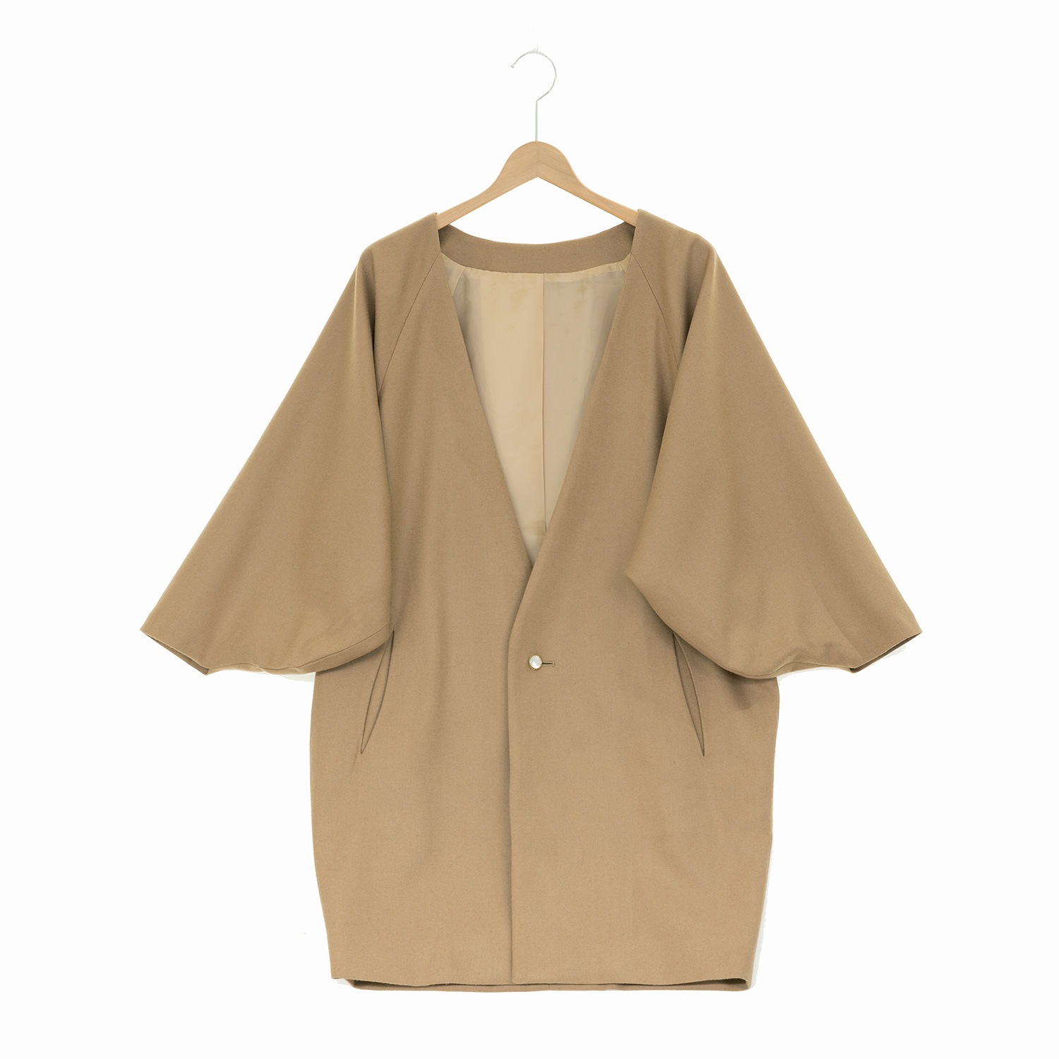 ノーカラーコート（キャメル）s-SAK-NCC181212　即納品