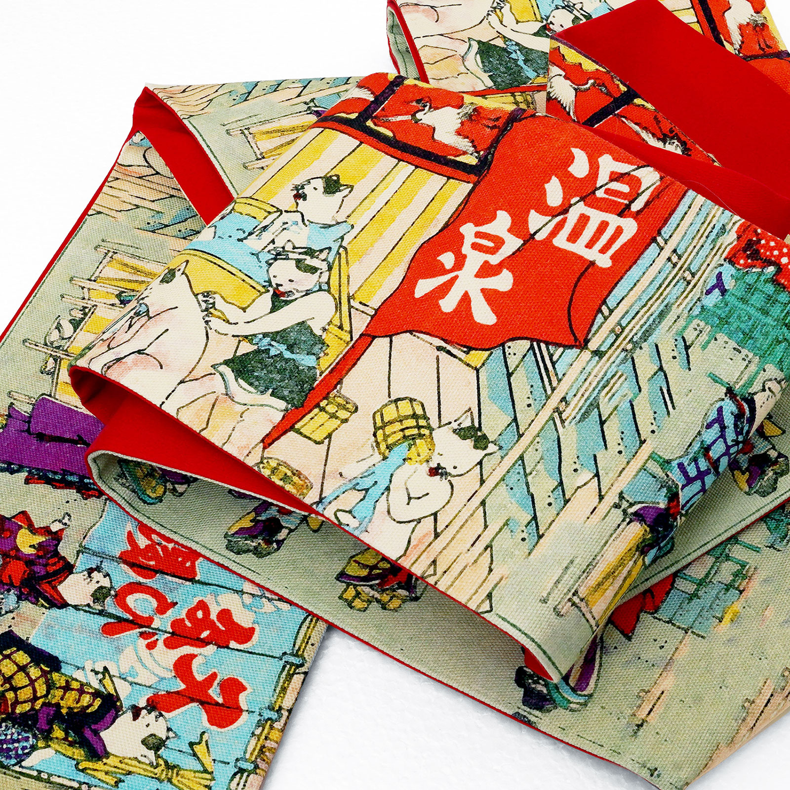 ゴフクヤサン・ドットコム 居内商店 半幅帯 浮世絵 猫 綿 オリジナル