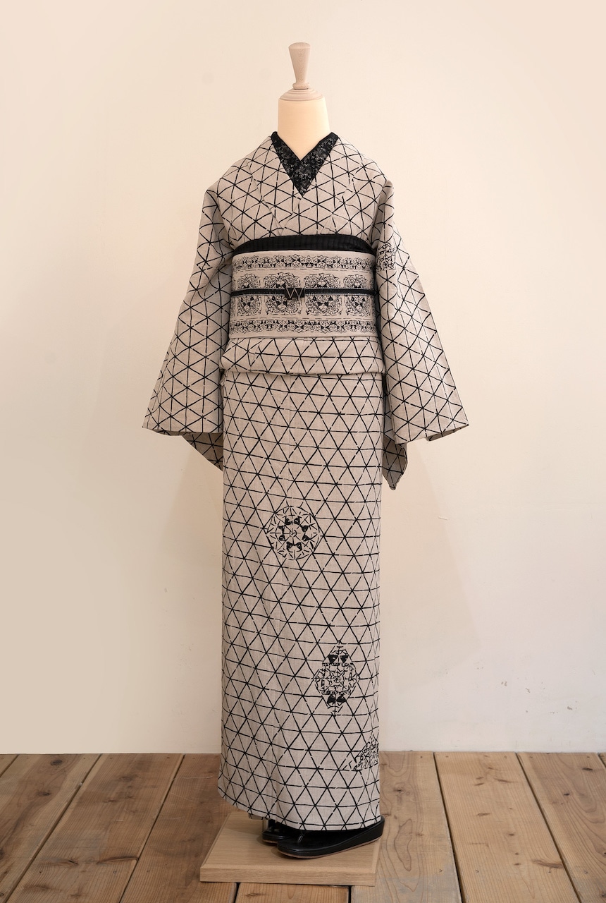 即納品 麻(単衣)着物(トライタティング・生成) sSAK-LK190329
