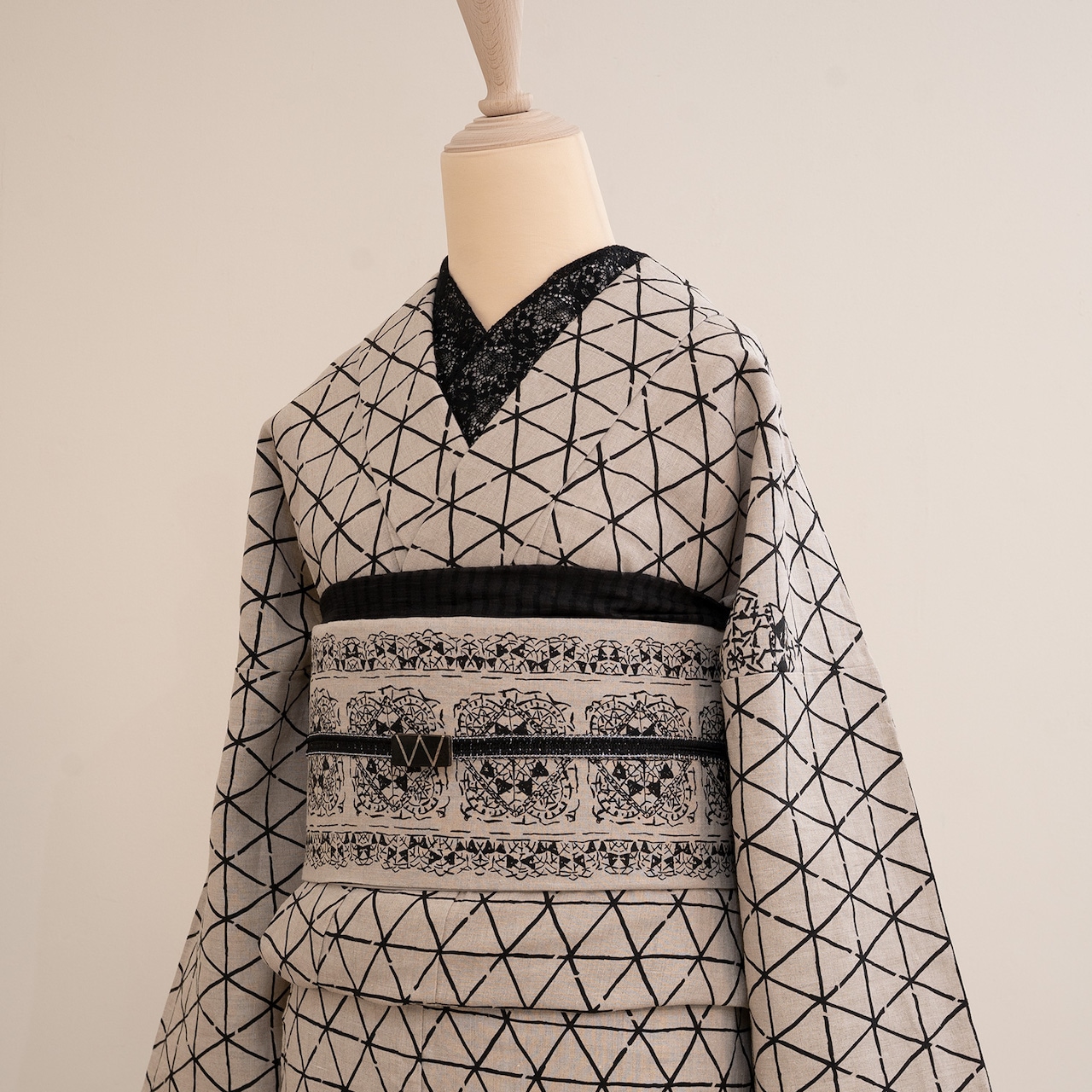 即納品 麻(単衣)着物(トライタティング・生成) sSAK-LK190329