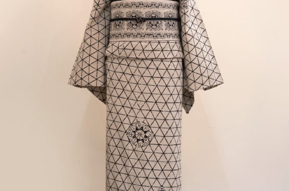 即納品 麻(単衣)着物(トライタティング・生成) sSAK-LK190329