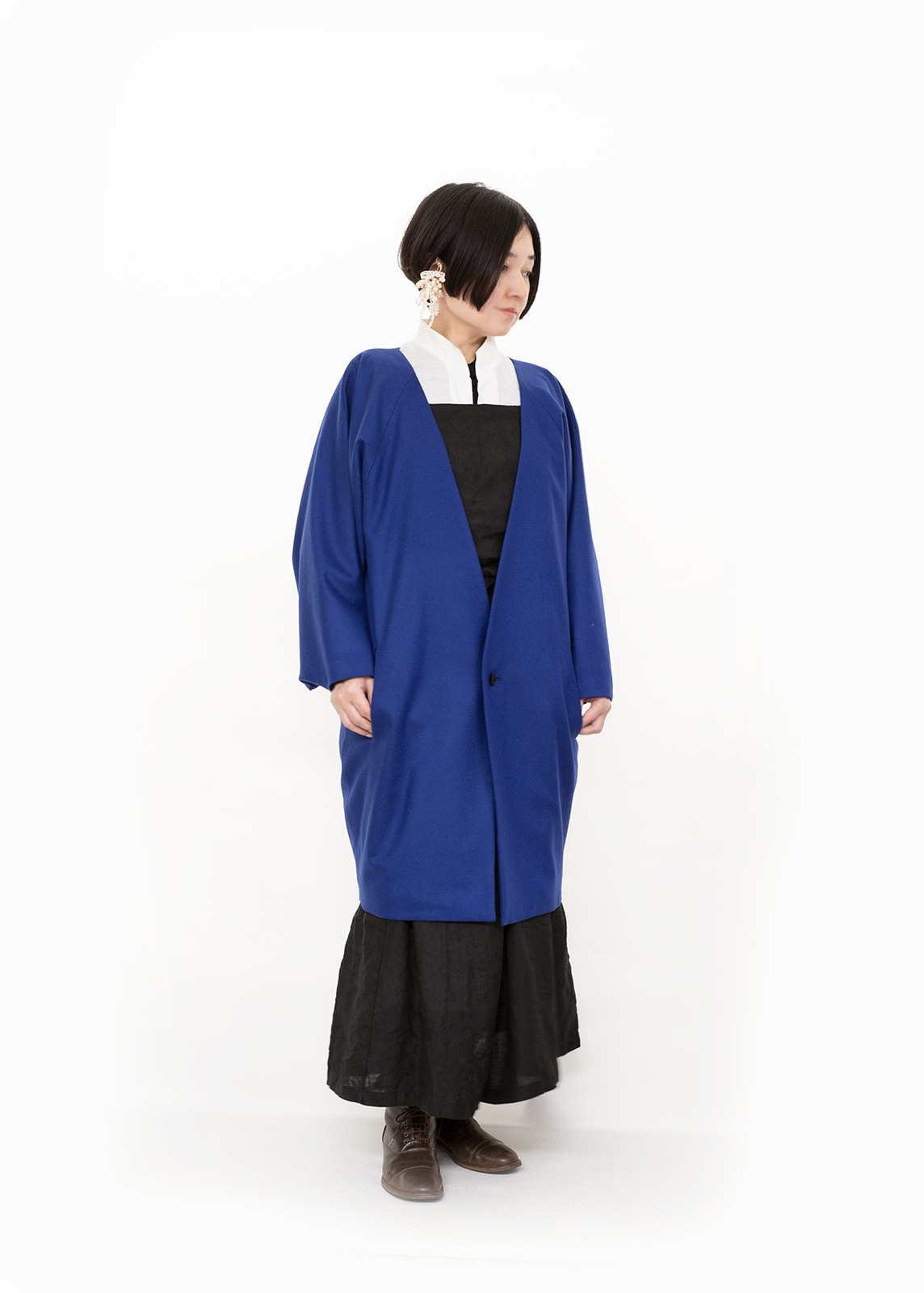 ノーカラーコート(ブルー)s-SAK-NCC181211 即納品