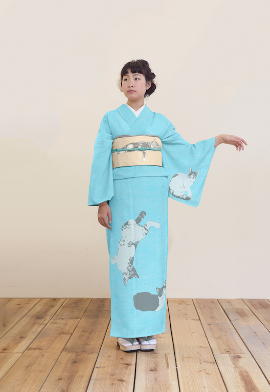即納品 セオα夏着物・浴衣（キジトラ猫）　sSAK-SK40301b