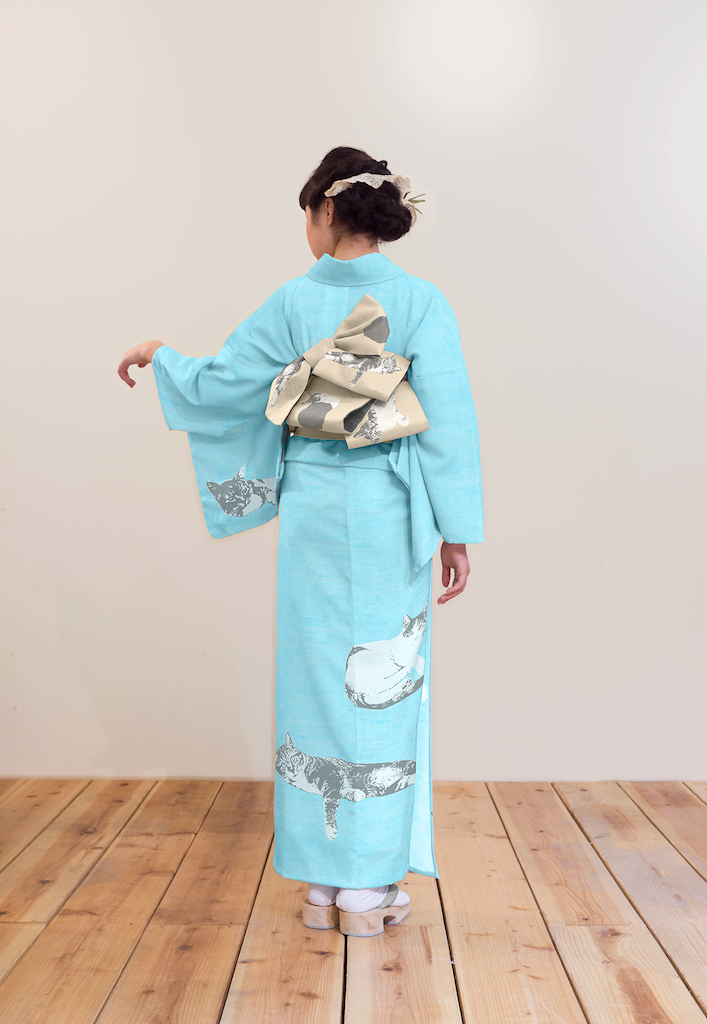 即納品 セオα夏着物・浴衣（キジトラ猫）　sSAK-SK40301b