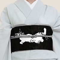 半幅帯（くつろぎ猫（黒）） SAK-HN40401a | さく研究所