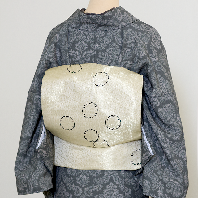 シルクレーヨン名古屋帯 雪輪(ゴールド) SAK-ONSR161015a