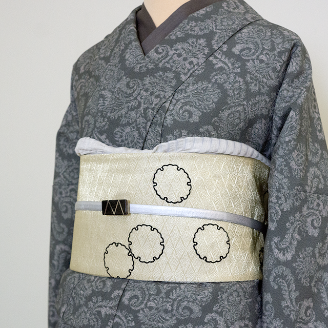シルクレーヨン名古屋帯 雪輪(ゴールド) SAK-ONSR161015a