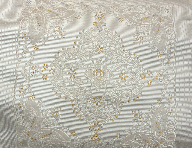 正絹名古屋帯 /蝶レース（アイボリー）　SAK-ONS161114a　