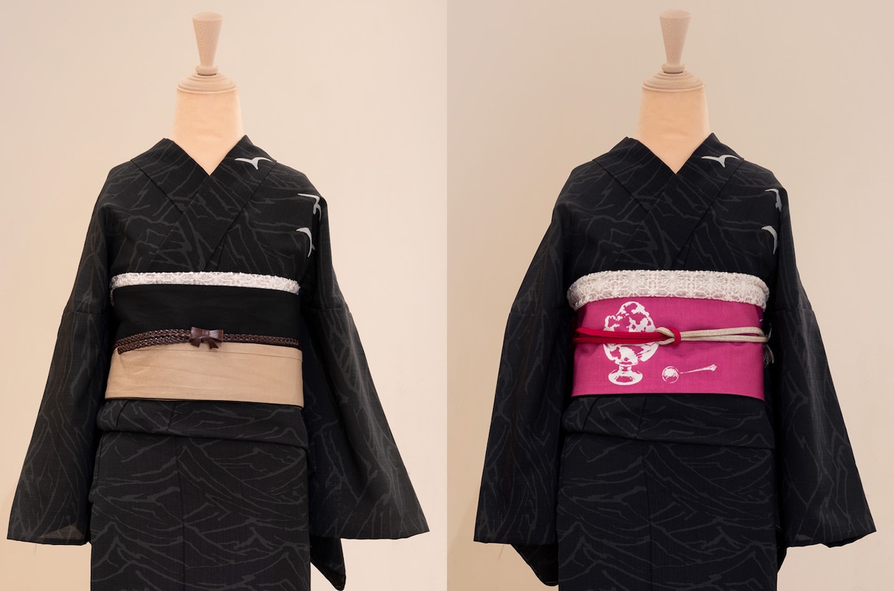 セオα夏着物・浴衣（船とカモメ/黒）　SAK-SK200323　