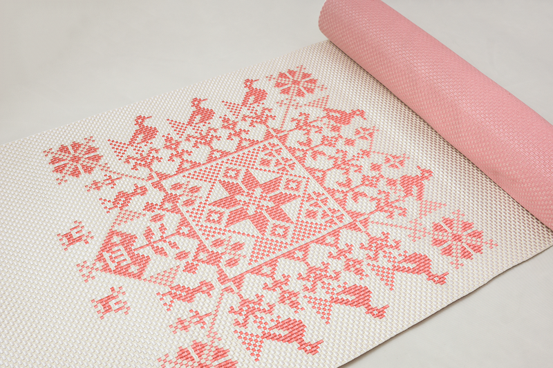 sakuオリジナル柄 正絹名古屋帯(ステッチ(赤)) SAK-ONS0301a