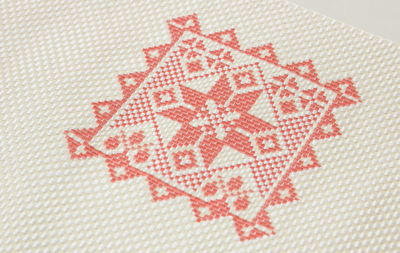 sakuオリジナル柄 正絹名古屋帯(ステッチ(赤)) SAK-ONS0301a