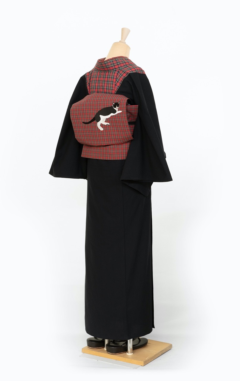 ビブヨーク着物（タータンブラック）　SAK-KMBIB20181102