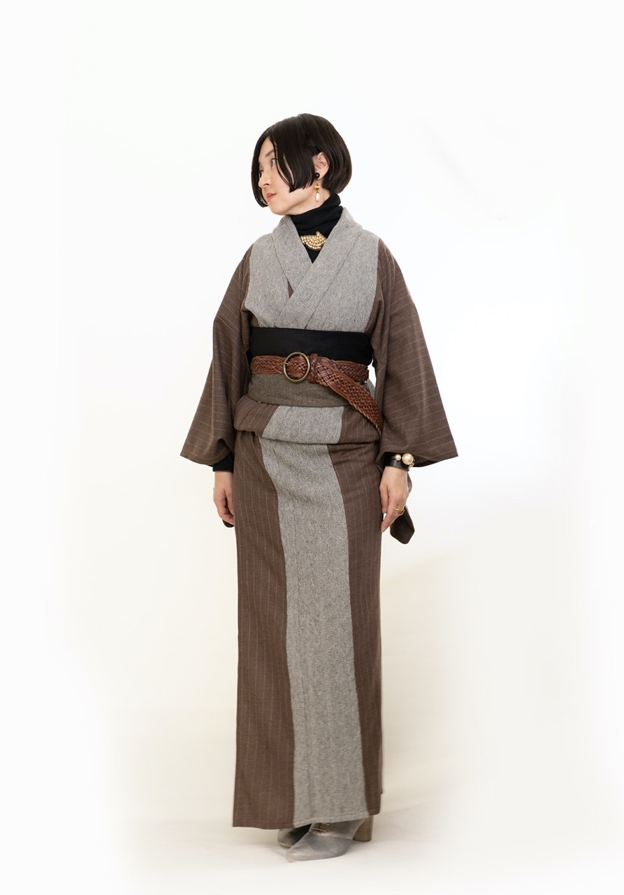 ビブヨーク着物・ニットウールストライプ SAK-KMBIB20171111