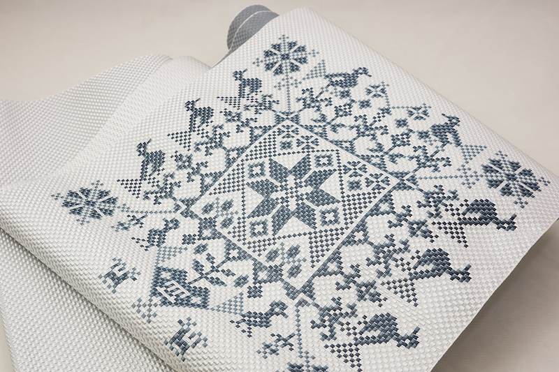 正絹名古屋帯/ステッチ（黒）　SAK-ONS0301a　