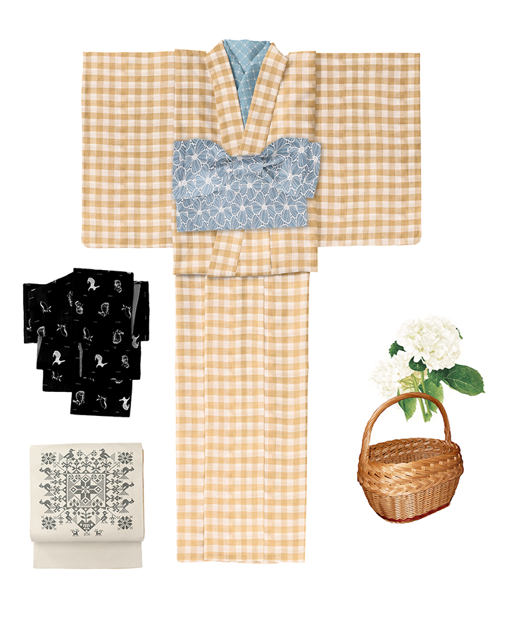 正絹名古屋帯/ステッチ（黒）　SAK-ONS0301a　