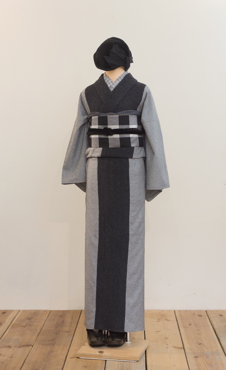 ビブヨーク着物/ニット千鳥格子     SAK-KMBIB20171110