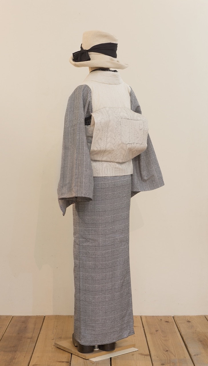 ビブヨーク着物/ニットグレンチェック    SAK-KMBIB20171109
