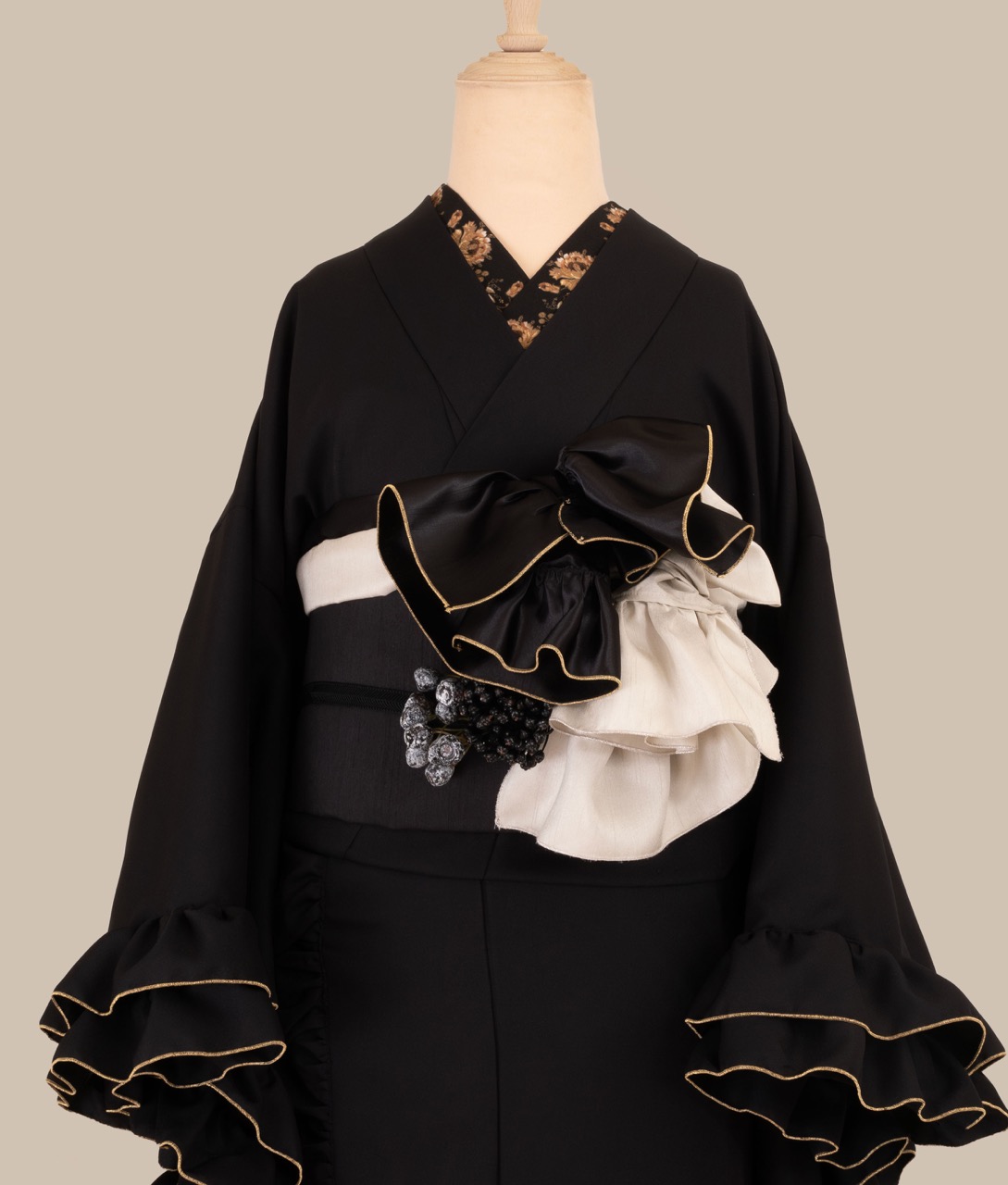 フリル帯揚（サンドベージュ）　SAK-OBAF241220