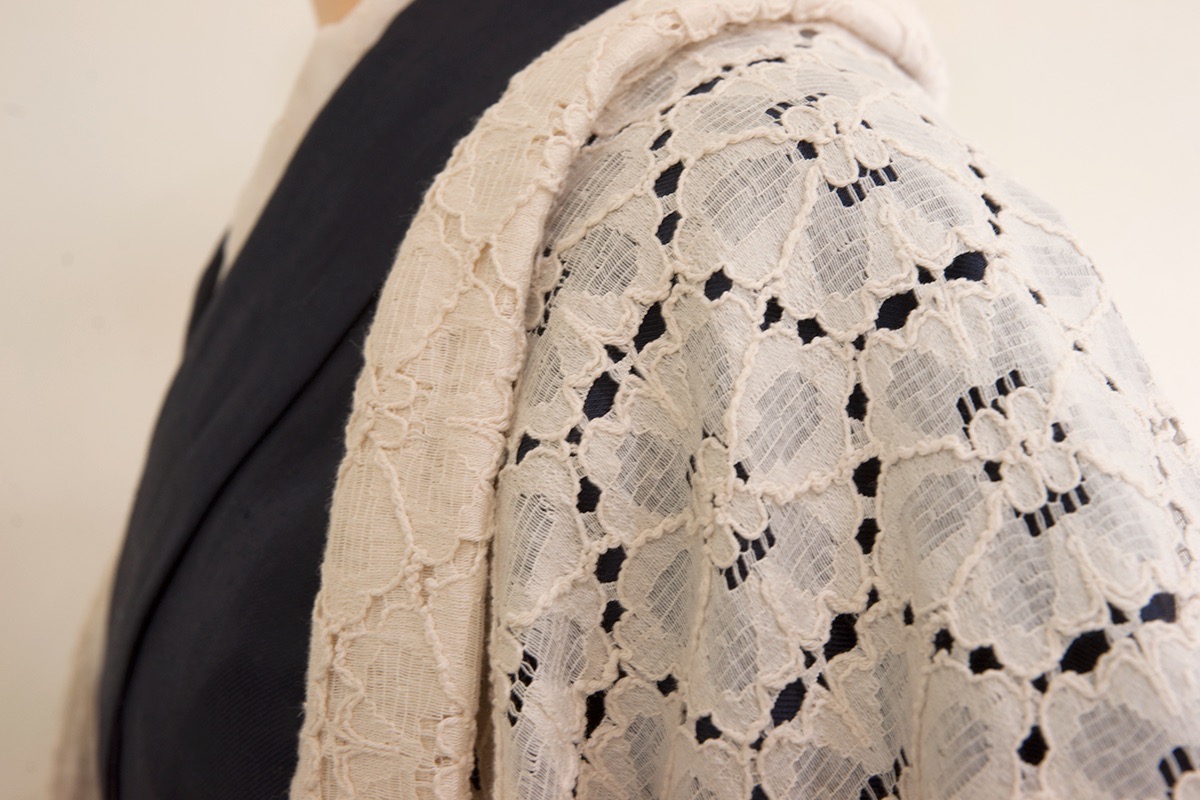 ひとえ羽織 コードレースフラワー アイボリー SAK-HA-33　即納品