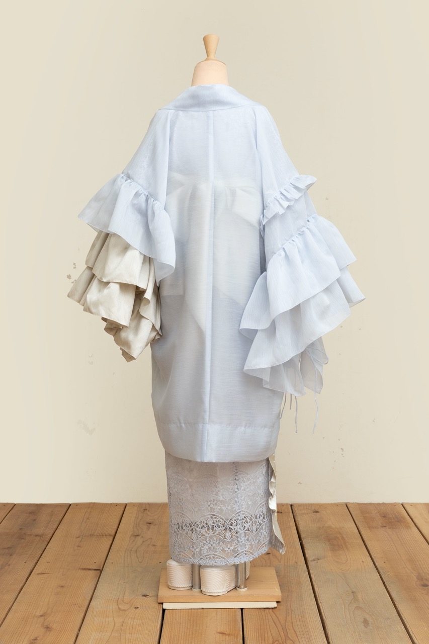 SAK-FJHA 20250722 フリルジレ羽織(シャンタン・ライトブルー)