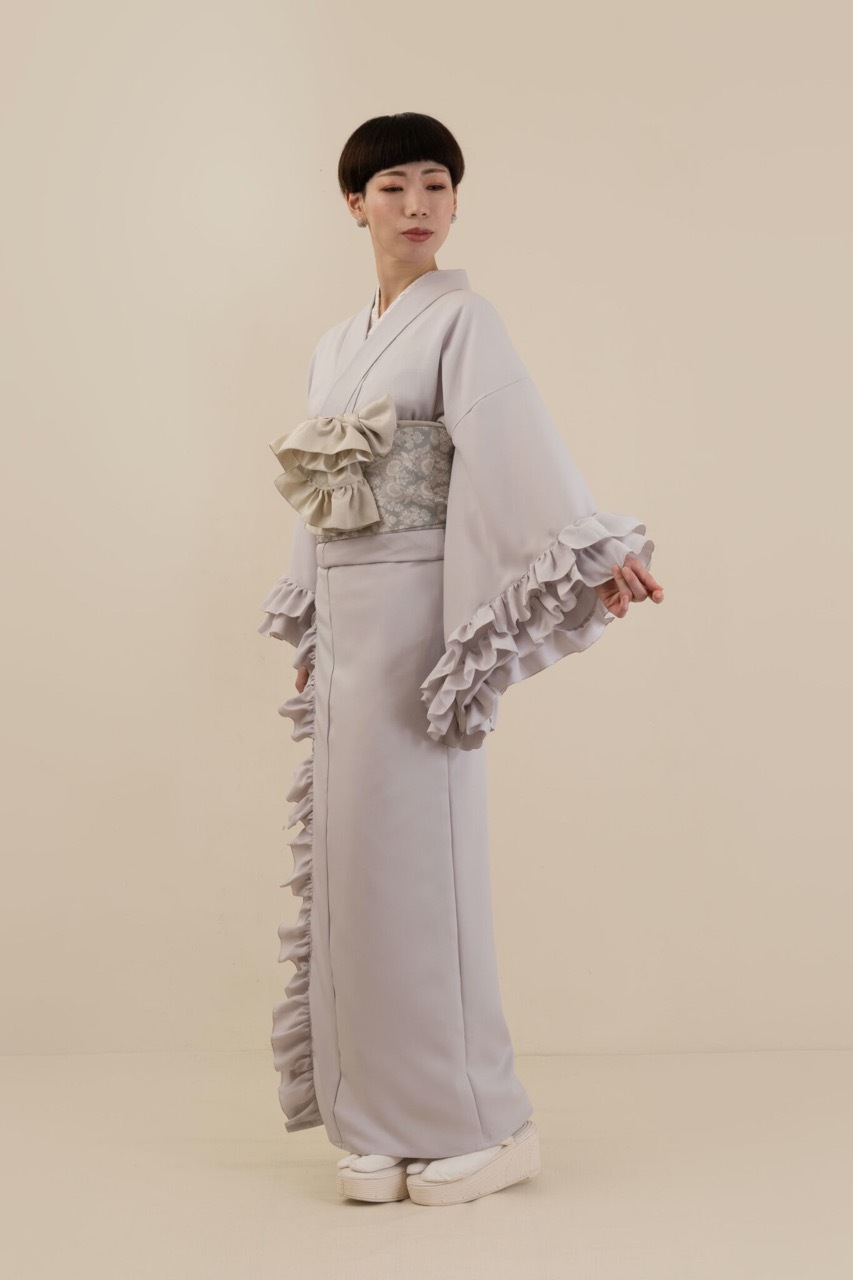 a*e様 ゴフクヤサンドットコム　さく研究所　片袖フリル着物 片袖フリル着物（バイカラー） SAK-KMKF20210518 | さく研究所