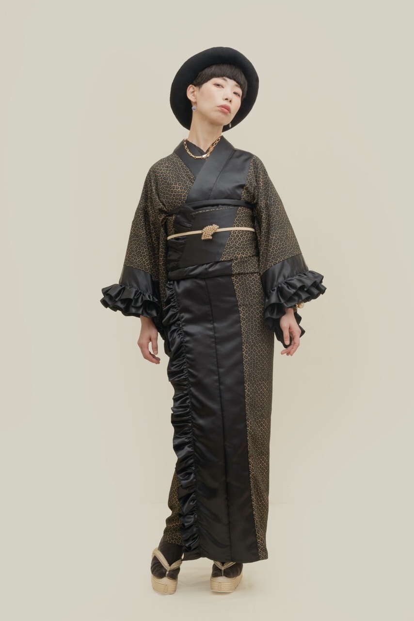 コンビネーションフリル着物（レオパード）　SAK-KMSFCN20251211